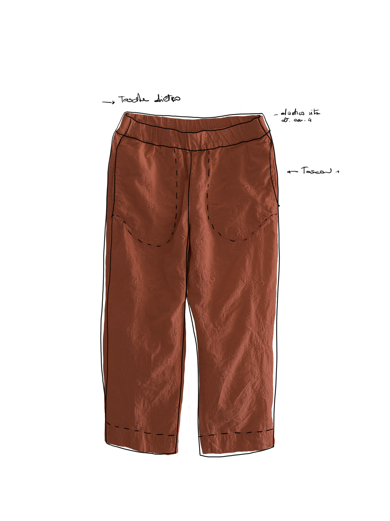 i1767 pantalone tela + ricamo