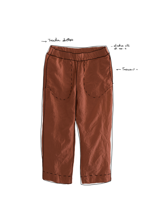 i1767 pantalone tela + ricamo